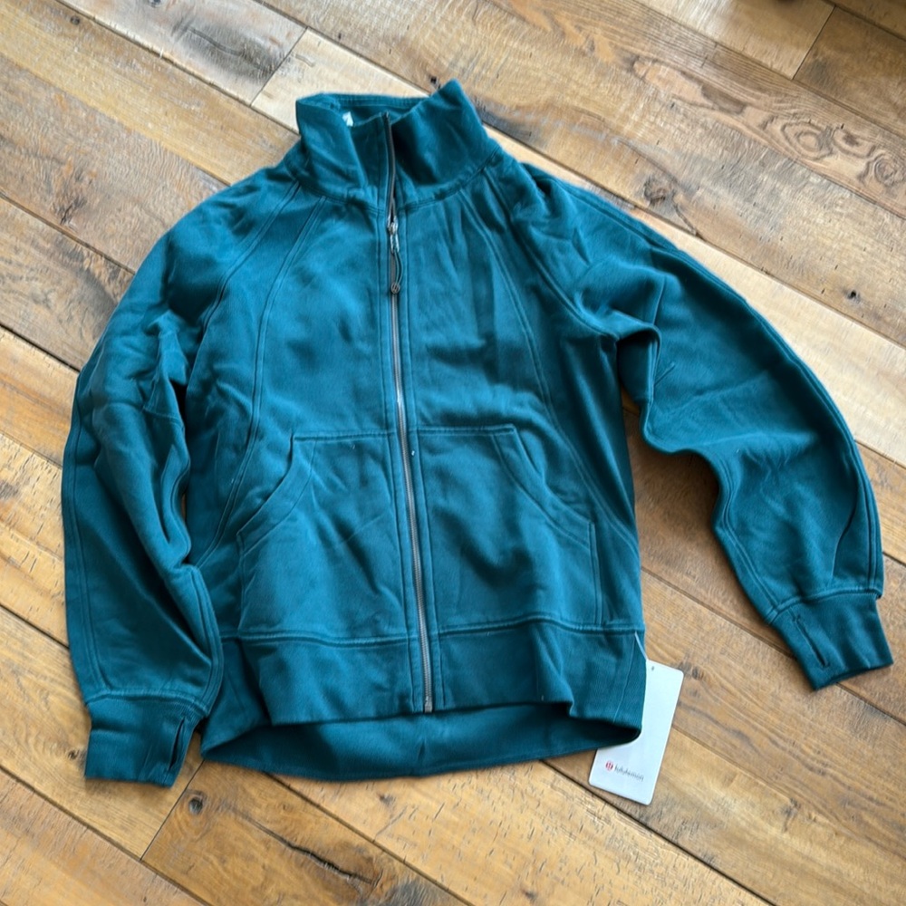 Lululemon oversized scuba funnel full zip xs/s green jasper nwt